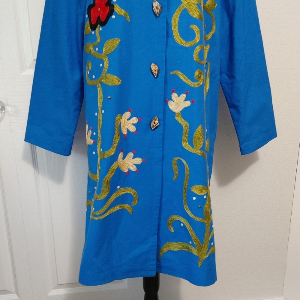 VTG Alex Kim Embroidered Tunic Duster Coat - Picture 7 of 16